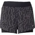 Nike Swift Dri-FIT 2-i-1-løbeshorts med print og en mellemhøj talje til kvinder - sort