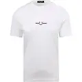 Fred perry Fred Perrytil mænd. M4580 T-shirt med hvidt logo (XL), Casual, Bomuld, Korte ærmer