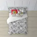 Play Fabrics Tom & Jerry Dynebetræk Med Knapper Sort & Hvid Til Seng 135/ 140x240 Cm