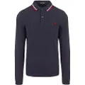 Fred perry Fred Perrytil mænd. M3636 Polo Twin Tipped navy (M), Casual, Bomuld, Lange ærmer, Blå