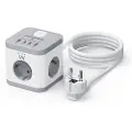 Ewent 2xusb A/c-strømskinne Med 3 Udtag Og Afbryder 1.5 M