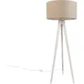 QAZQA Tripod gulvlampe hvid med lysebrun stofskærm 50 cm - Tripod Classic