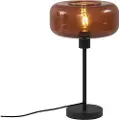 QAZQA Retro bordlampe sort med bronzeglas - Bizle