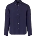 Tommy Hilfiger Tommy Hilfigertil mænd. MW0MW34602 Regular fit-skjorte i navyfarvet hør (L), Casual, Linned, Lange ærmer, Blå