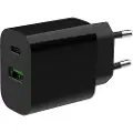 Gembird Universal GaN USB charger QC 3.0 & PD 20W 2-port - Black