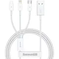 Baseus Superior Series 3-i-1 hurtigopladerkabel - 1m, 3.5A - Hvid