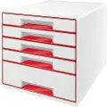Leitz Wow Desk Cube 5 Skuffer 1 Stor Og 4 Små Buc-skuffer