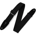 Levys Leathers MC8-BLK 2" Cotton Guitar Strap w/ Leather Ends Black