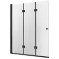 Vevor Badekarsbrusedør, 137 cm B x 142 cm H, Rammeløs, foldbar, hængslet brusedør, Tri-fold brusedør i glas med 6 mm hærdet glasdør, 180° roterende og foldbart design, til badekar, sort