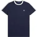 Fred perry Fred Perrytil mænd. M4620 Raped Ringer T-shirt blå (M), Casual, Bomuld, Korte ærmer