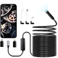 Vevor Endoskopkamera med 15m halvstift kabel, 1920P HD Boreskop til Android og iOS, Industriinspektionskamera med lys - 8 LED'er, 2X zoom, IP67 vandtæt slangekamera til bil, VVS