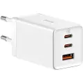 Baseus Wall charger GaN5 Pro 2xUSB-C + USB 65W (white)