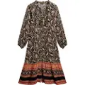 Superdry Superdrytil kvinder. W8011887A Sort printet midikjole (XS), Casual, Lange ærmer, Økologisk bomuld, Bæredygtig