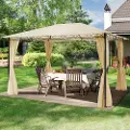 TOOLPORT 3x4m, havepavillon, inkl. 4 sidegardiner, champagnefarvet