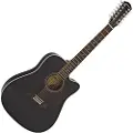 Gear4Music Dreadnought 12 Strengs Akustisk Guitar fra Sort