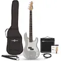 Gear4Music LA Basguitar + 15W Forstærkerpakke Silver Flake