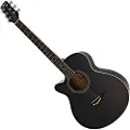 Gear4Music Single Cutaway Left Handed Acoustic Guitar by Black