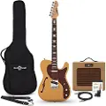 Gear4Music Knoxville Semi-hollow Elektrisk Guitar + Forstærkerpakke Butterscotch