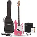 Gear4Music LA Basguitar + 15W Forstærkerpakke Pink