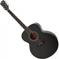 Gear4Music Jumbo Left Handed Acoustic Guitar by Black