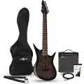 Gear4Music Harlem 7 Elektrisk Guitar + 15 W Forstærkerpakke Trans Black