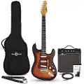 Gear4Music LA Select Electric Guitar Sunburst 15W Guitar Amp & Accessory Pack