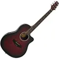 Gear4Music Deluxe Roundback Elektro Akustisk Guitar fra Red Burst