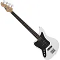 Gear4Music Seattle Left Handed Bass Guitar by White
