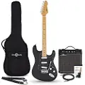 Gear4Music LA Select Electric Guitar Black 15W Guitar Amp & Accessory Pack