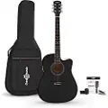 Gear4Music Dreadnought Cutaway Electro Acoustic Guitar & Accessory Pack by Black
