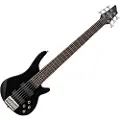 Gear4Music Chicago 6-strenget Basguitar fra Sort