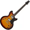 Gear4Music San Francisco Semi-akustisk guitar af G4M Sunburst - Næsten ny