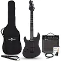 Gear4Music LA Select Modern Left Handed Electric Guitar Blackout 15W Guitar Amp & Accessory Pack