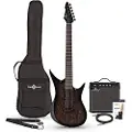 Gear4Music Harlem 6 Elektrisk Guitar + 15 W Forstærkerpakke Trans Black
