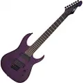 Gear4Music Harlem S 7-strengs Fanned Fret Guitar fra Purple Sparkle