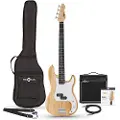 Gear4Music LA Basguitar + 15 W Forstærkerpakke Naturlig