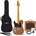 Gear4Music Knoxville Venstrehåndet Elektrisk Guitar + Forstærker Pakke Naturfarvet
