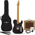Gear4Music Knoxville Elektrisk Guitar + Forstærker Pakke Sort