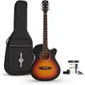 Gear4Music Single Cutaway Electro Acoustic Guitar & Accessory Pack by Sunburst