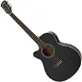 Gear4Music Single Cutaway Left Handed Electro Acoustic Guitar by Black