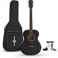Gear4Music Student Left Handed Acoustic Guitar & Accessory Pack by Black