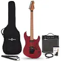 Gear4Music LA Select Modern Electric Guitar Transparent Ruby Red 15W Guitar forstærker & adgangory Pack