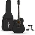 Gear4Music Dreadnought Cutaway Left Handed Electro Acoustic Guitar & Accessory Pack by Black