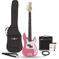 Gear4Music 3/4 LA Basguitar + 15W Forstærkerpakke Pink