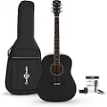 Gear4Music Dreadnought Venstrehånds Akustisk Guitar + Tilbehørspakke Sort