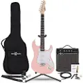 Gear4Music LA Elektrisk Guitar + 15W Komplet Pakke Pink