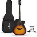 Gear4Music Dreadnought Cutaway Electro Acoustic Guitar & Accessory Pack by Sunburst
