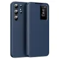 Mtp Products Samsung Galaxy S23 Ultra Smart Clear View Flip etui med kortplads - Safir