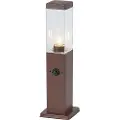 QAZQA Udendørslampe rustbrun med klart glas 45 cm IP44 med stik og bevægelsessensor - Malios