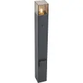 QAZQA Moderne udendørs pullert sort med røgglas 70 cm med skumringssensor IP44 - Danmark
